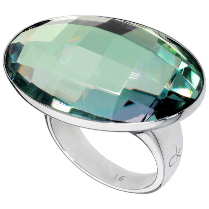 CK KJ10BR010307 Continuity Anello in acciaio lucido e cristallo lime - immagine 2
