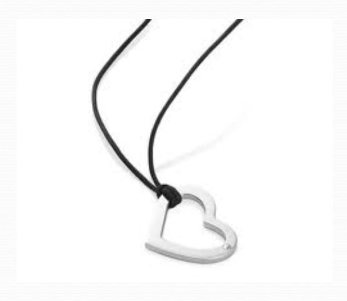 Collana FJ0046 Details donna acciaio cuore zircone