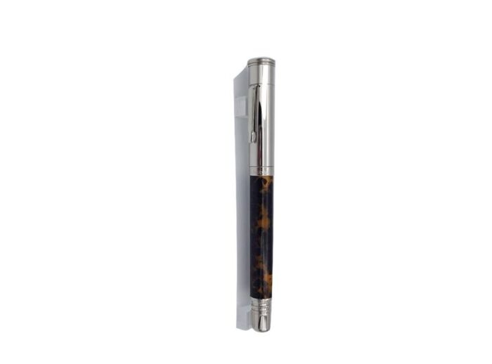 Penna Ferrari 79/10 PA Stilografica finitura platino e acrilica nera