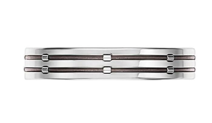 CK KJ50AB01010S Jeans bracciale in acciaio lucido inserti in pelle - immagine 4