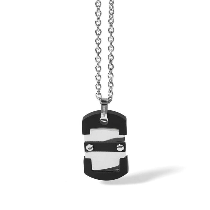 Collana Comete UGL525 uomo acciaio lucido e piastrina
