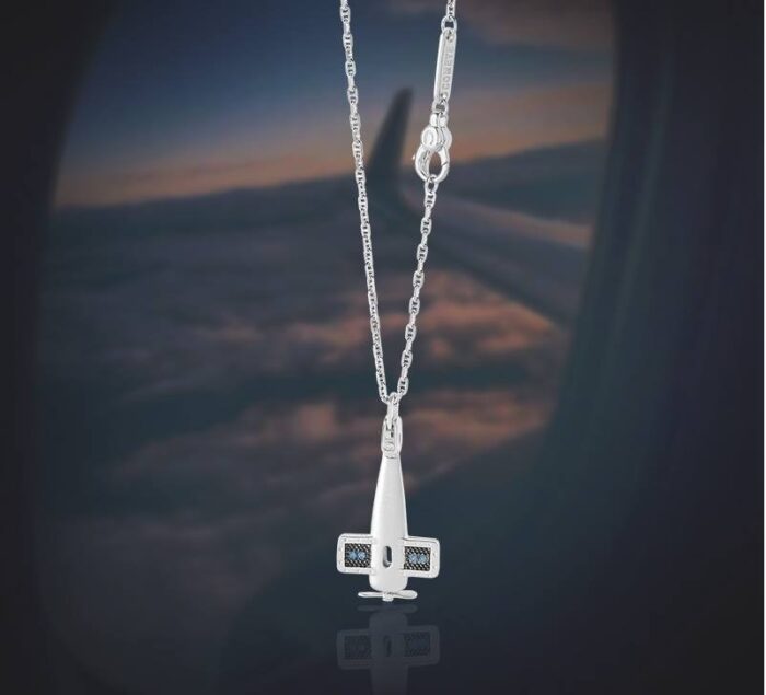 Collana Comete UGL614 uomo argento con pendente aeroplano e zirconi