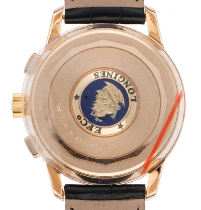 Orologio Longines L47928772 Flagship automatico oro rosa 18kt chrono fasi lunari uomo cinturino pelle - immagine 3