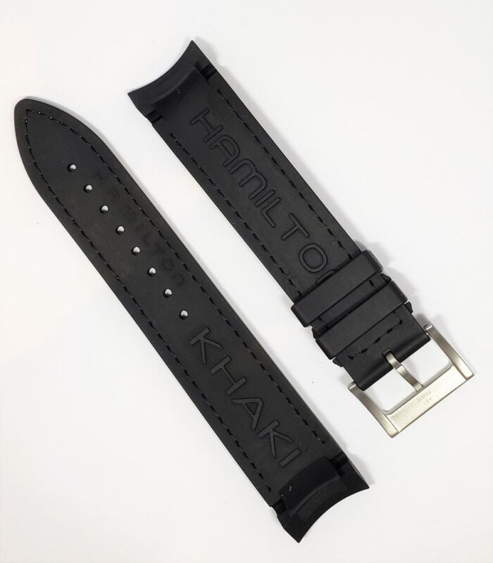 Hamilton H600776100 cinturino per orologio Khaki Navy GMT gomma nero - immagine 2